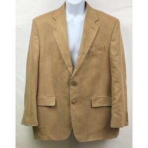 Lauren Ralph Lauren Sport Coat Men 43R Tan Faux Suede 2-Button Lined Jacket